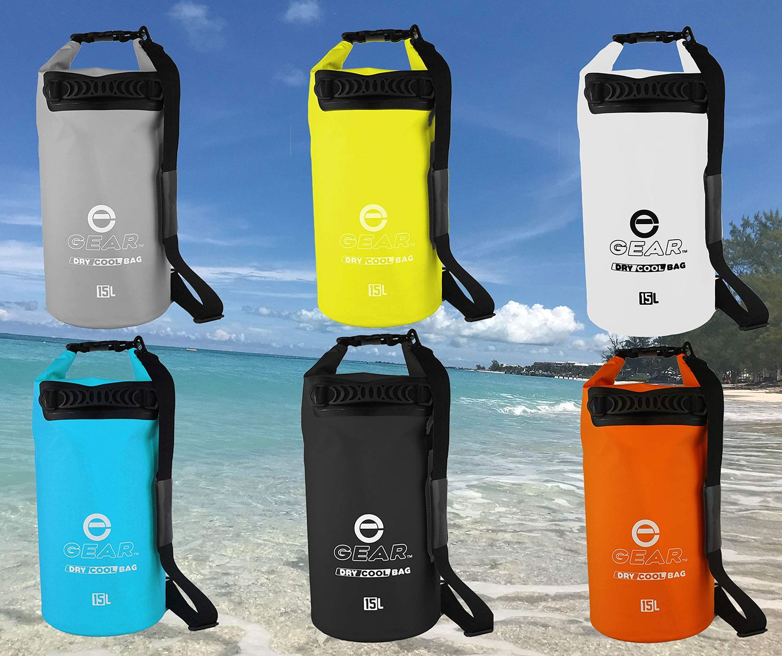 Enthusiast Gear 断熱ドライバッグクーラー | 防水クーラー カヤック/ハイキング/ランチ/釣り/ビーチ用 – 漏れ防止 防水 折りたたみ式 パッド入りショルダーストラップ付き(15L) - グレー