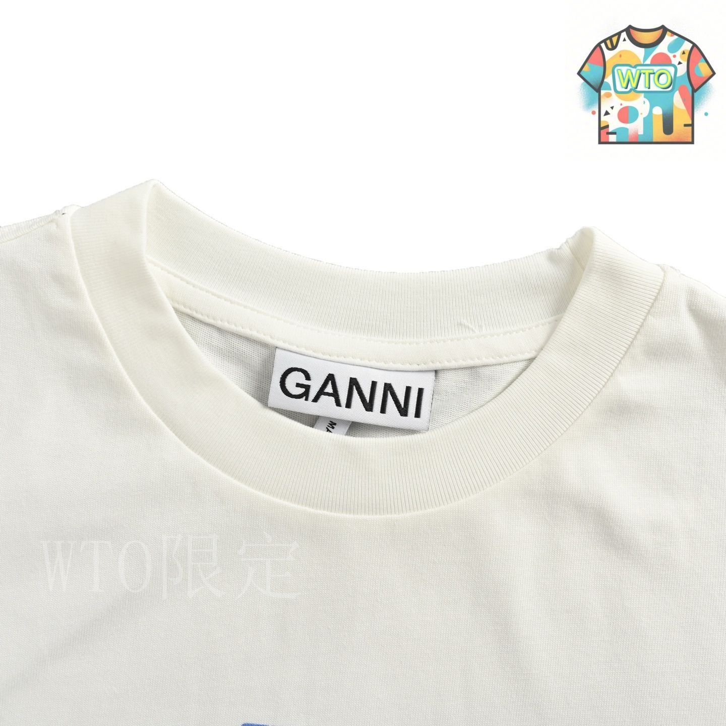 今日特価】GANNI 2025 春夏 虹色スマイルプリント半袖 T シャツ
