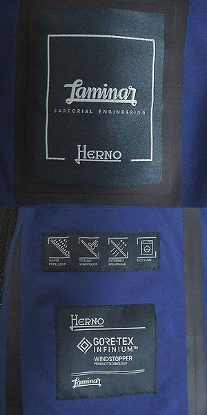 未使用品□定価￥93,500 HERNO/ヘルノ ラミナー ロゴボタン GORE-TEX シングル ナイロンジャケット/ブレザー ネイビー 48 正規品 タグ付き