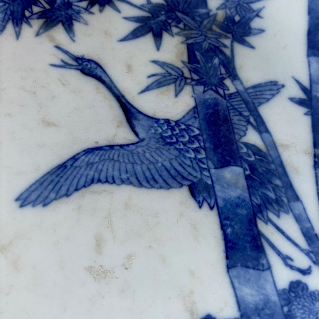 鶴文 イゲ皿 明治~大正 銘あり コレクション 飾り皿 骨董 - メルカリ