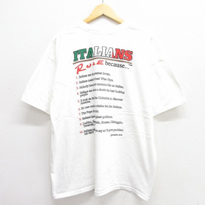 XL/古着 半袖 ビンテージ Tシャツ メンズ 00s イタリアンルール 大きいサイズ コットン クルーネック 白 ホワイト 23jun21 中古