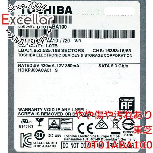 ★ 1.0TB ★ TOSHIBA 【 DT01ABA100 】5700回転　良品 ★MWNS Toshiba HDD dt01aba100v 1tb 3.5\" 5700 rpm av desktop hard drive at
