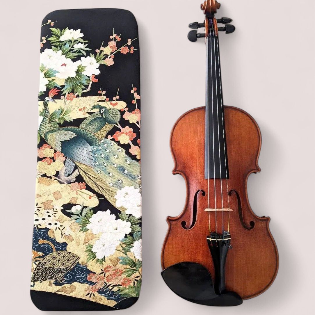 孔雀 |silk violin blanket| 長方形 バイオリンケース中敷きマット