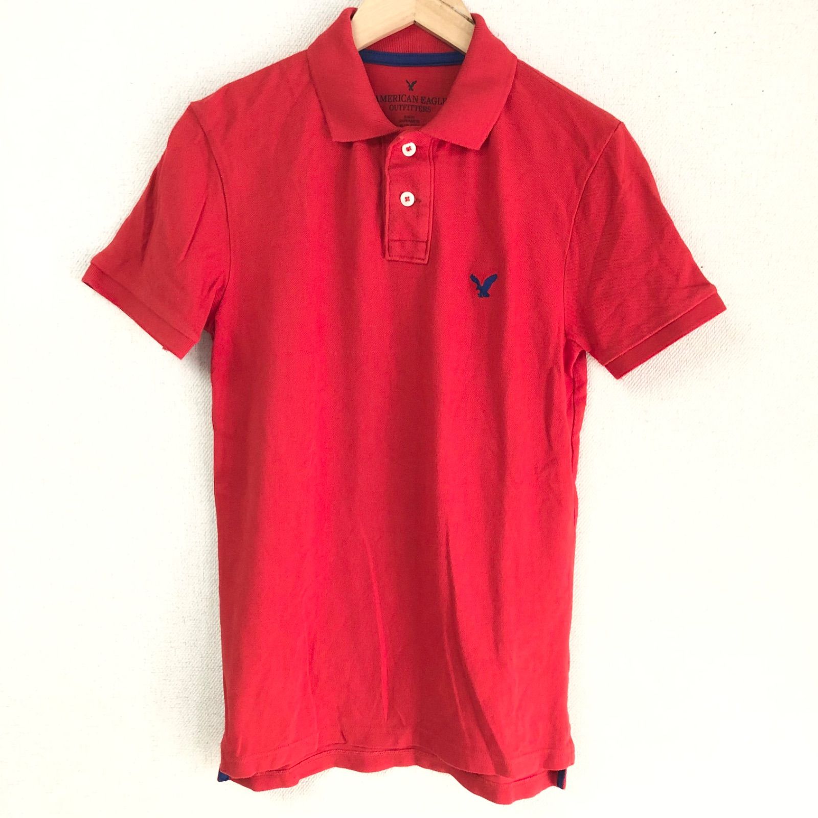 w^)b AMERICAN EAGLE アメリカンイーグル ポロシャツ シャツ 赤 レッド 