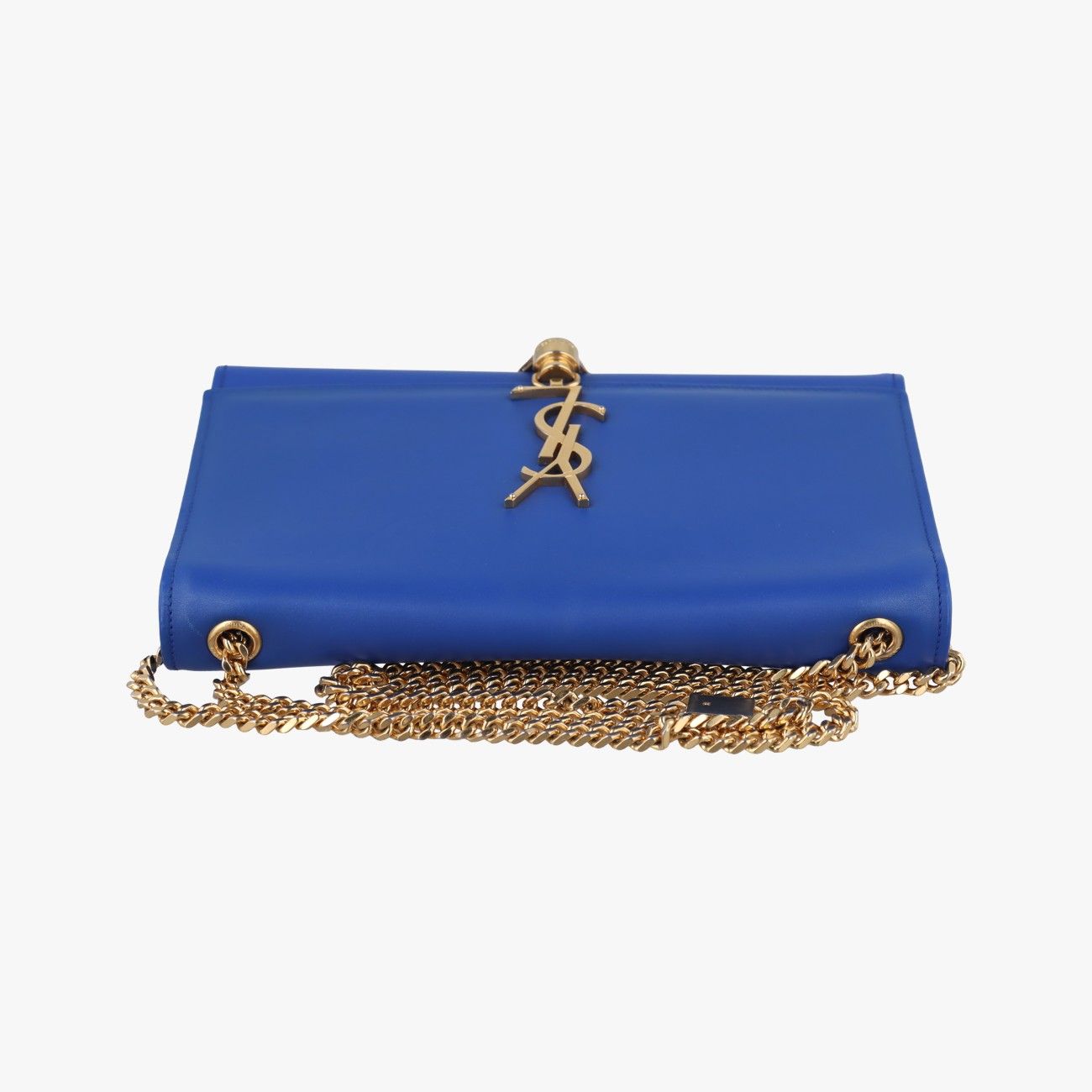 サンローラン クラッチバッグ Yライン ブルー レザー ゴールド金具