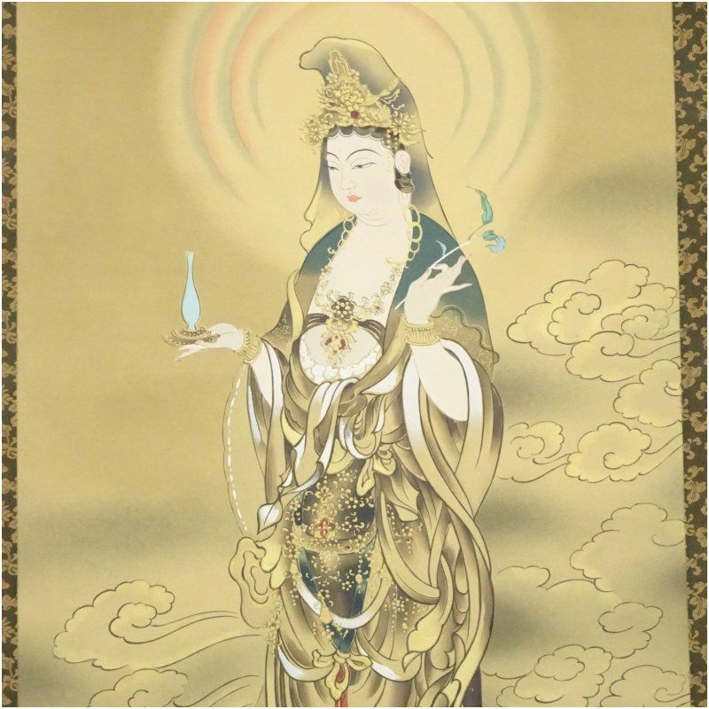 3922 吉口桂堂 「花簇く」 共箱 肉筆 紙本 掛軸 臨済宗 大徳寺 禅語