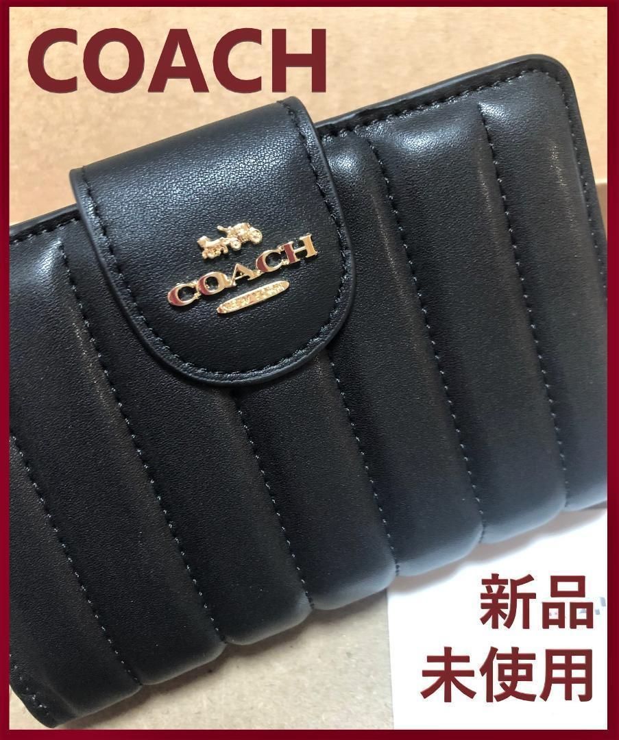 COACH 折り財布 ブラック メンズ レディース コーチ 黒 財布 105