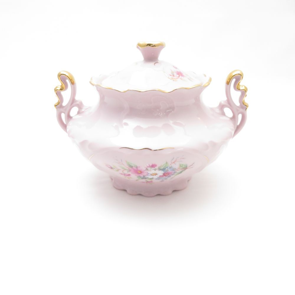 美品 H&C カップ＆ソーサー シュガーポット 3点 セット 花柄 ORIGINAL ROSA PORZELLAN SM4050X2 美品 H&C カップ＆ソーサー シュガーポット 3点 セット 花柄