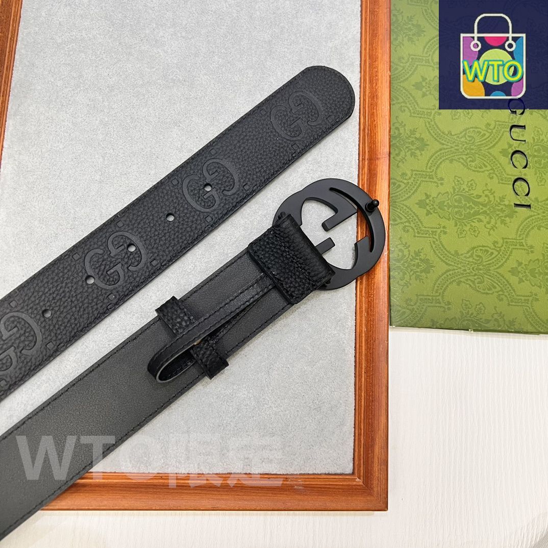 今日特価】Gucci 2024 年式 3.8cm 幅 輸入生地 & 本革ベルト-1