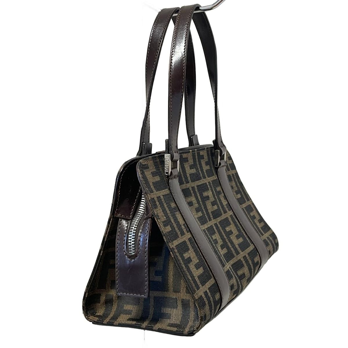 FENDI(フェンディ) ハンドバッグ ズッカ柄 ベージュ×ダーク