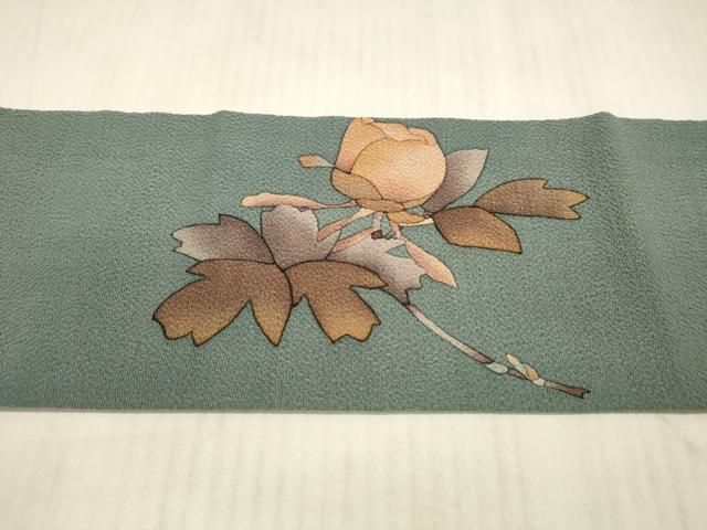 平和屋着物○九寸名古屋帯 ろうけつ染め 枝花文 鬼しぼ縮緬 正絹