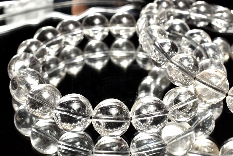 高透明◇繊細銀針 シルバールチルクォーツ 11.5mm ブレスレット 1個