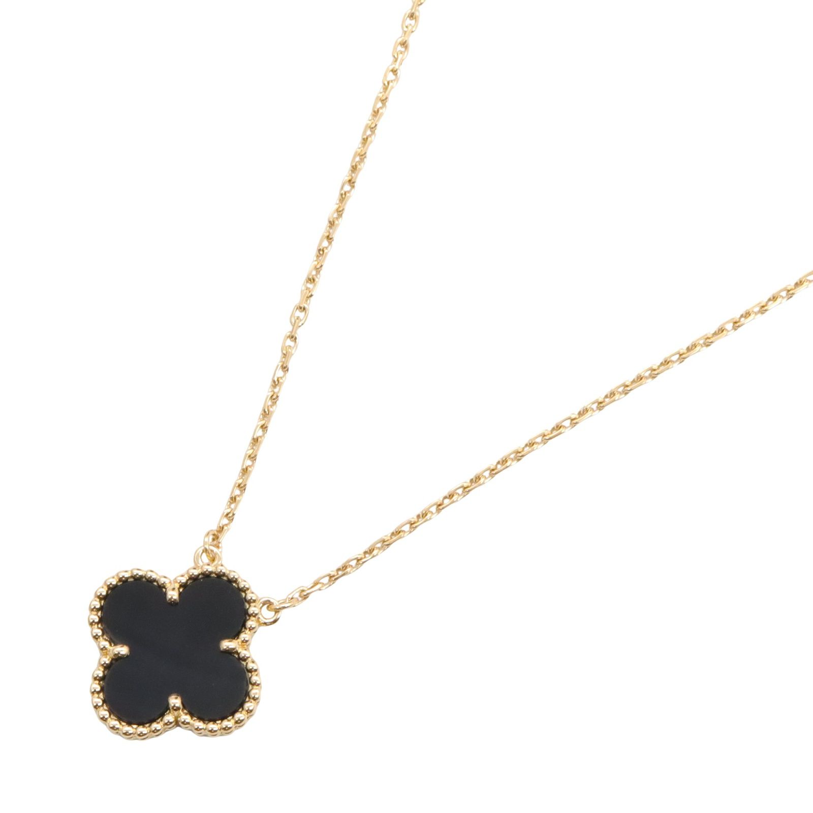 ヴァンクリーフ＆アーペル Van Cleef - Arpels ネックレス ヴィンテージアルハンブラ ネックレス 首回37|41.5㎝ K18 イエローゴールド ヴィンテージアルハンブラ ネックレス オニキス レディース Used A