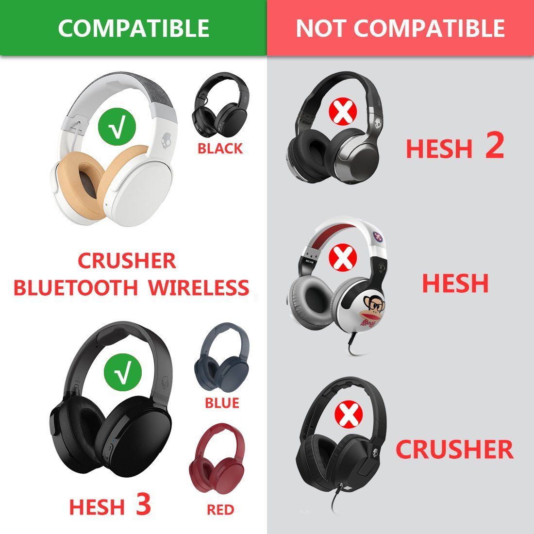 Geekria イヤーパッド QuickFit 互換性 パッド スカルキャンディ Skullcandy Crusher Wireless  Crusher Evo Wireless Crusher ANC Hesh Hesh EVO He メルカリ