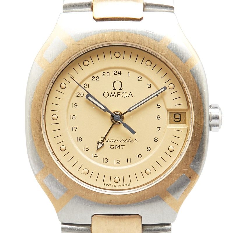 オメガ シーマスター ポラリス GMT シルバー ゴールド ステンレススチール イエローゴールド レディース OMEGA 214-07114