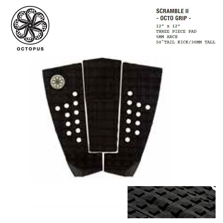 OCTOPUS Octopus [SCRAMBLE 2 -OCTO GRIP-] [BLACK] Japanese Genuine Surfboard Deck Pad Deck Patch Deck Pad Anti-slip Surfing Surfboard Surf Gear