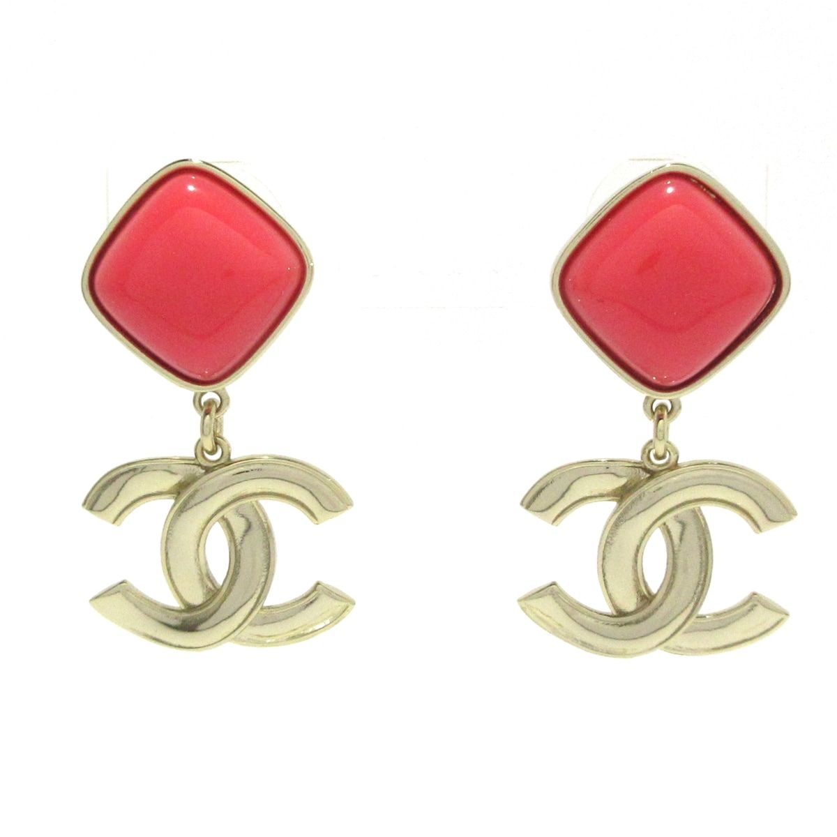 CHANEL シャネル ピアス ココマーク ゴールド×ピンク