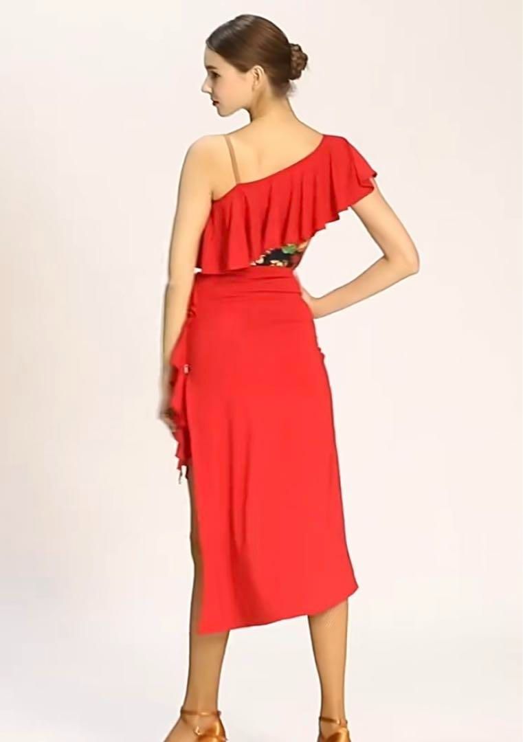 新品未使用 インナー付きラテンドレス 花柄 練習着 デモ ダンス