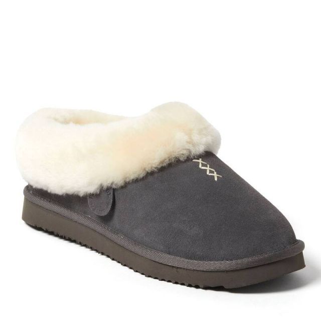 【送料無料】 ディアフォームズ レディース サンダル シューズ Dearfoams Fireside Adelaide Women's Shearling Clog Slippers Gray