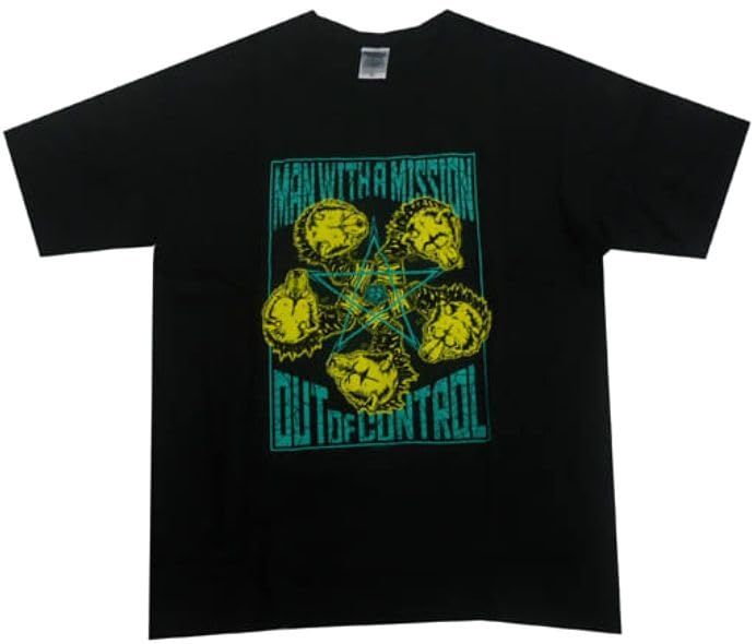 MAN WITH A MISSION マンウィズアミッション Out of Control JAPAN Tour 2015 グッズ Tシャツ ブラック×ブルー M M
