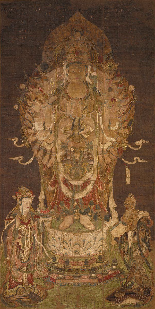 中国古美術・純手描き・人物画芯・送子觀音画像167x86cm・書画・絹本・仏像 中国古美術・純手描き・画芯・送子觀音画像167x86cm・書画・絹本