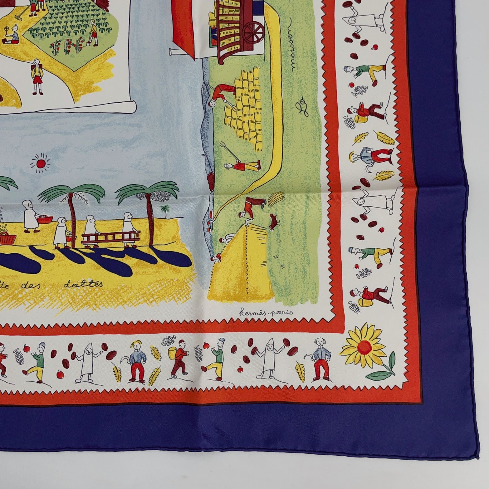 極美品 HERMES エルメス カレ90 RE TOUR A LA TERRE 故郷に帰る