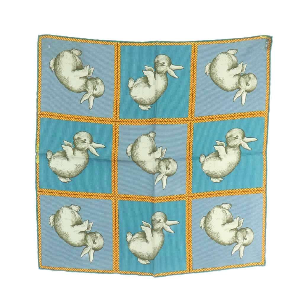 HERMES エルメス プチカレ シルク　緑　花柄 HERMES エルメス カレ42 プチカレ シルク100％ ロープ ベルト柄
