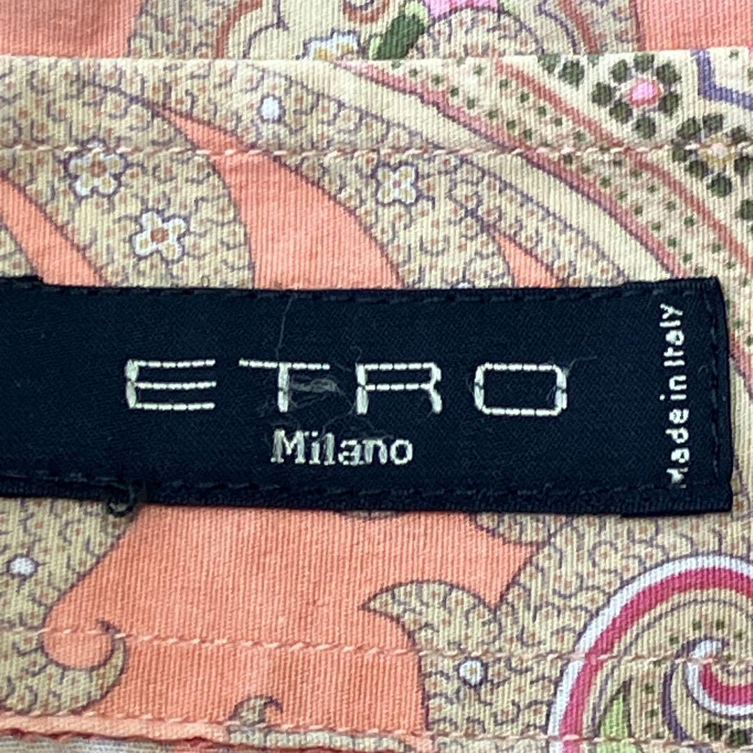  ETRO ペイズリー柄 コットンブレンドシャツ オレンジ系 サイズ46 総柄 長袖 シャツ ブラウス