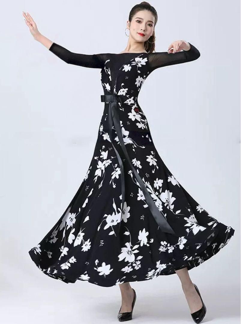 新品未使用 スタンダード練習用ワンピース☆花柄デザイン スタンダード