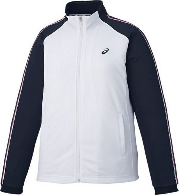 asics アシックス W KNIT JACKET WHITExNAVY XL XAT191 150 | スポーツ レディース ホワイト 白 ネイビー 紺 XL 服 衣類 衣料品ウェア ウエア フィットネスウェア アウター ジャケット 吸汗速乾 抗菌防臭 UV