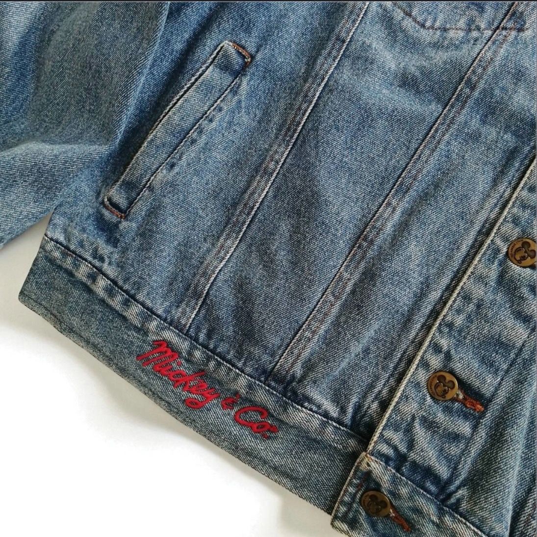 90年代 Mickey&Co. ディズニー デニムジャケット Gジャン ミッキー 型