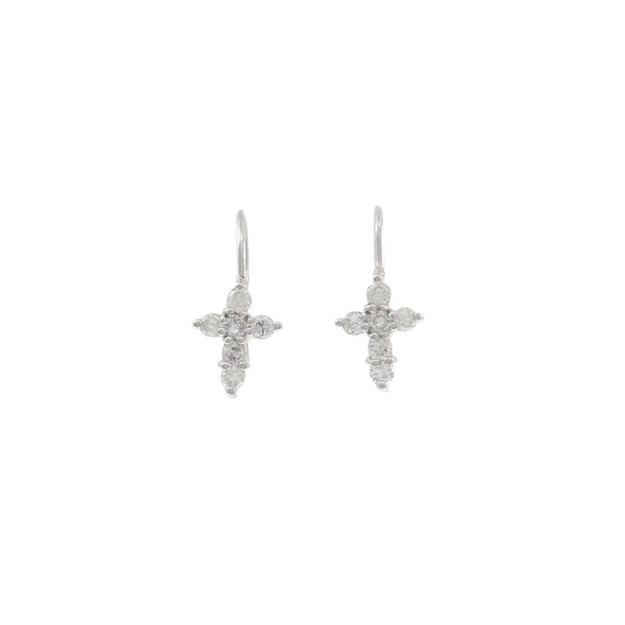 PT900 クロス ダイヤモンド ピアス 0.20CT イヤリング 