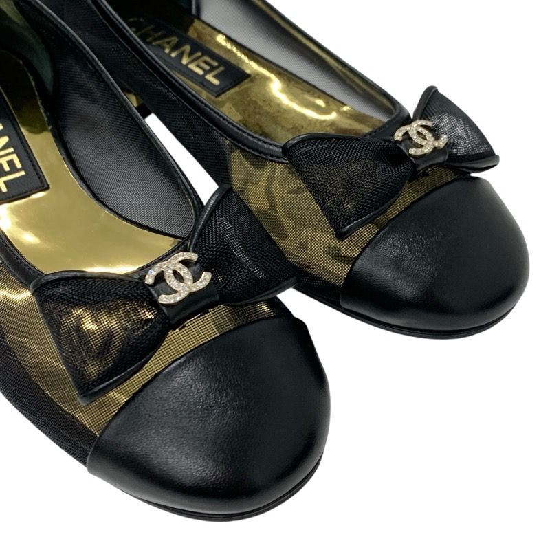 シャネル CHANEL フラットシューズ 靴 シューズ メッシュ レザー