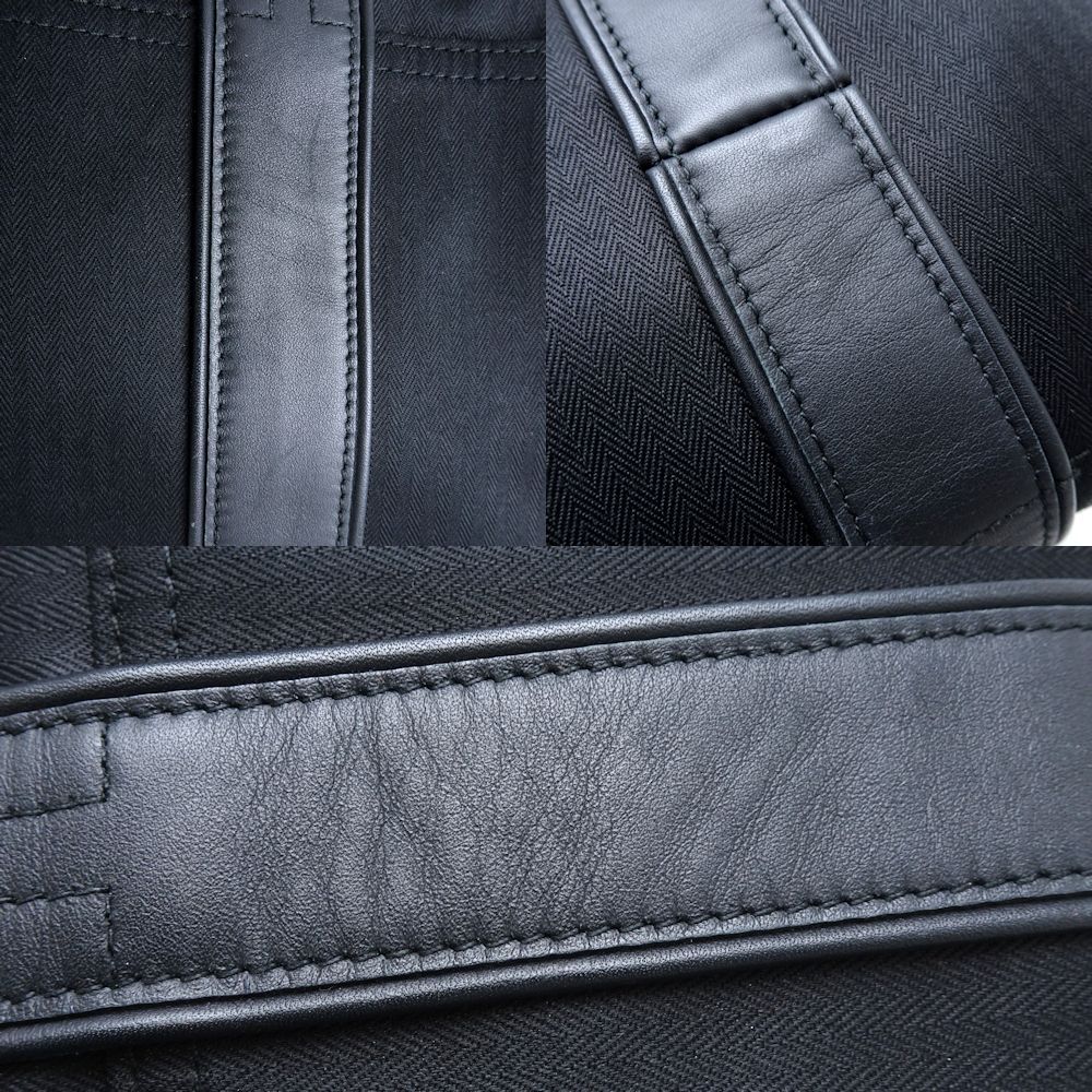 HERMES エルメス アカプルコPM ハンドバッグ トワルシェブロンxレザー