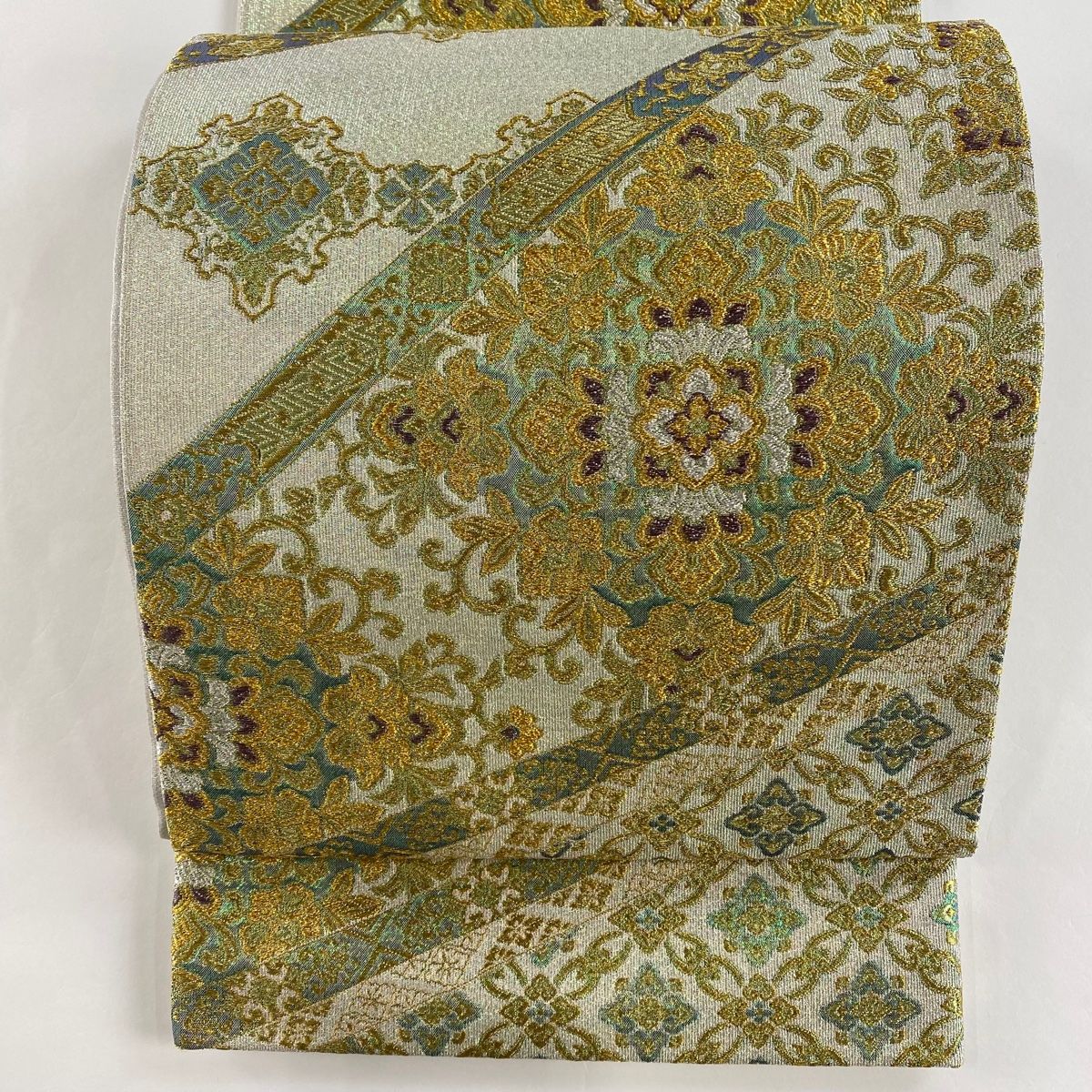 袋帯 金銀彩幾何学模様 グラデーション O-3531 