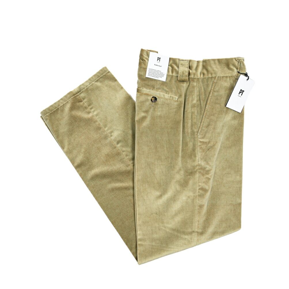 PT TORINO ReWorked THE DRUMMER スラックス ノータックパンツ DELUXE COTTON コットン100％ ベルベット生地 ライトカーキ 410765