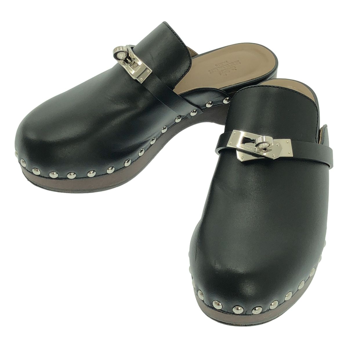 HERMES エルメス ケリーバックル カルロッタ サボ ミュール サンダル 35 ブラック レディース