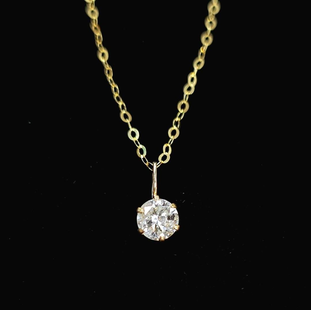 0.3ct ダイヤモンド K18 YG 一粒 6本爪 ネックレス 鑑別書付 