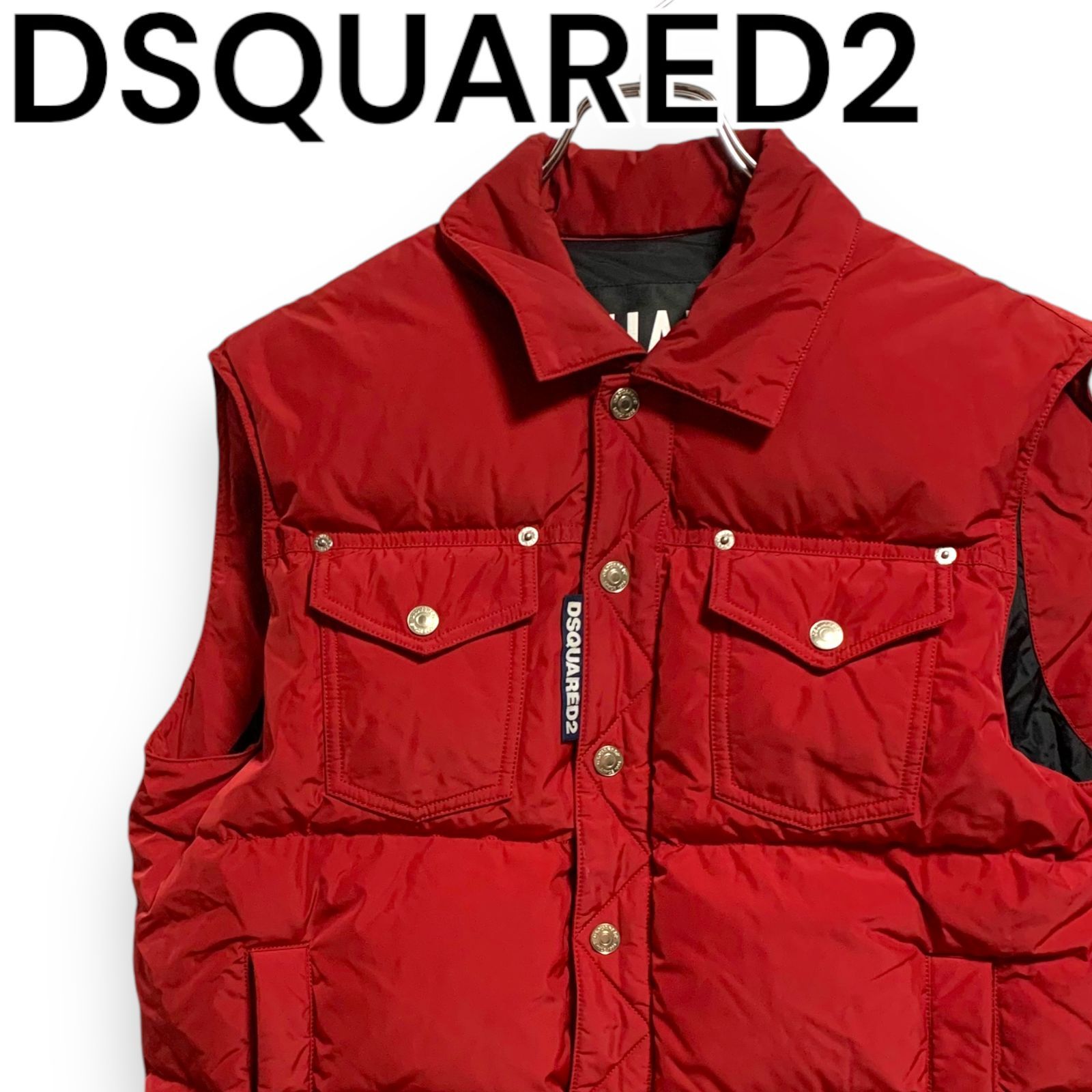 Dsquared2 ディースクエアード レッド×ブラック ダウンベスト サイズ48 