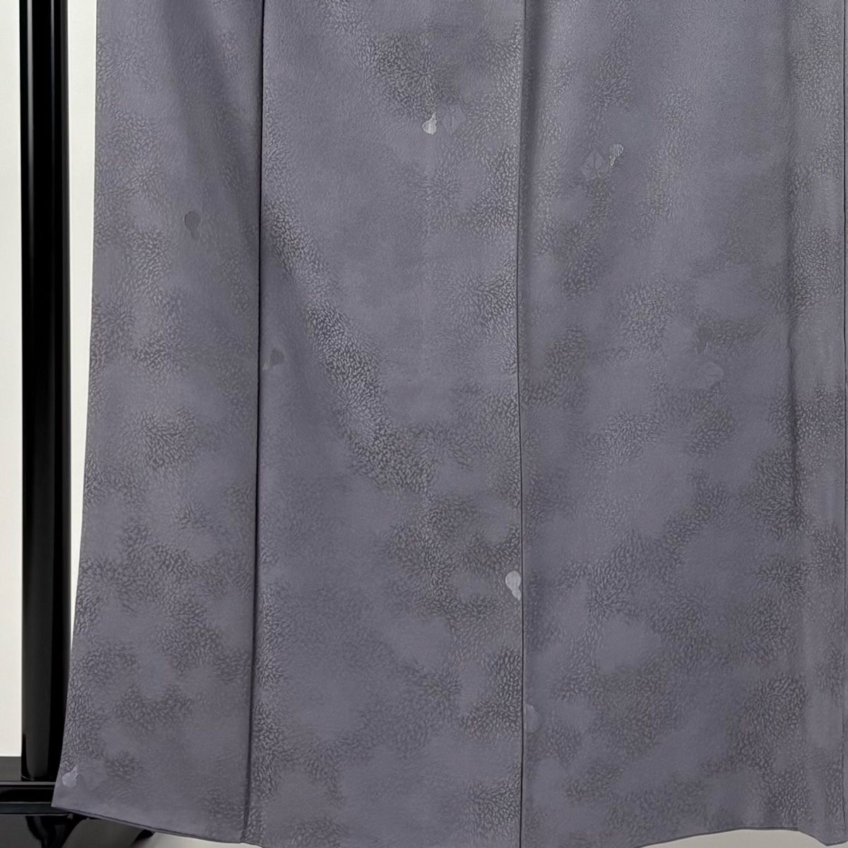 小紋 身丈158.5cm 裄丈64cm M 袷 寿光織 由水煌人 落款 瓢箪 地紋 刺繍 灰紫 正絹 名品
