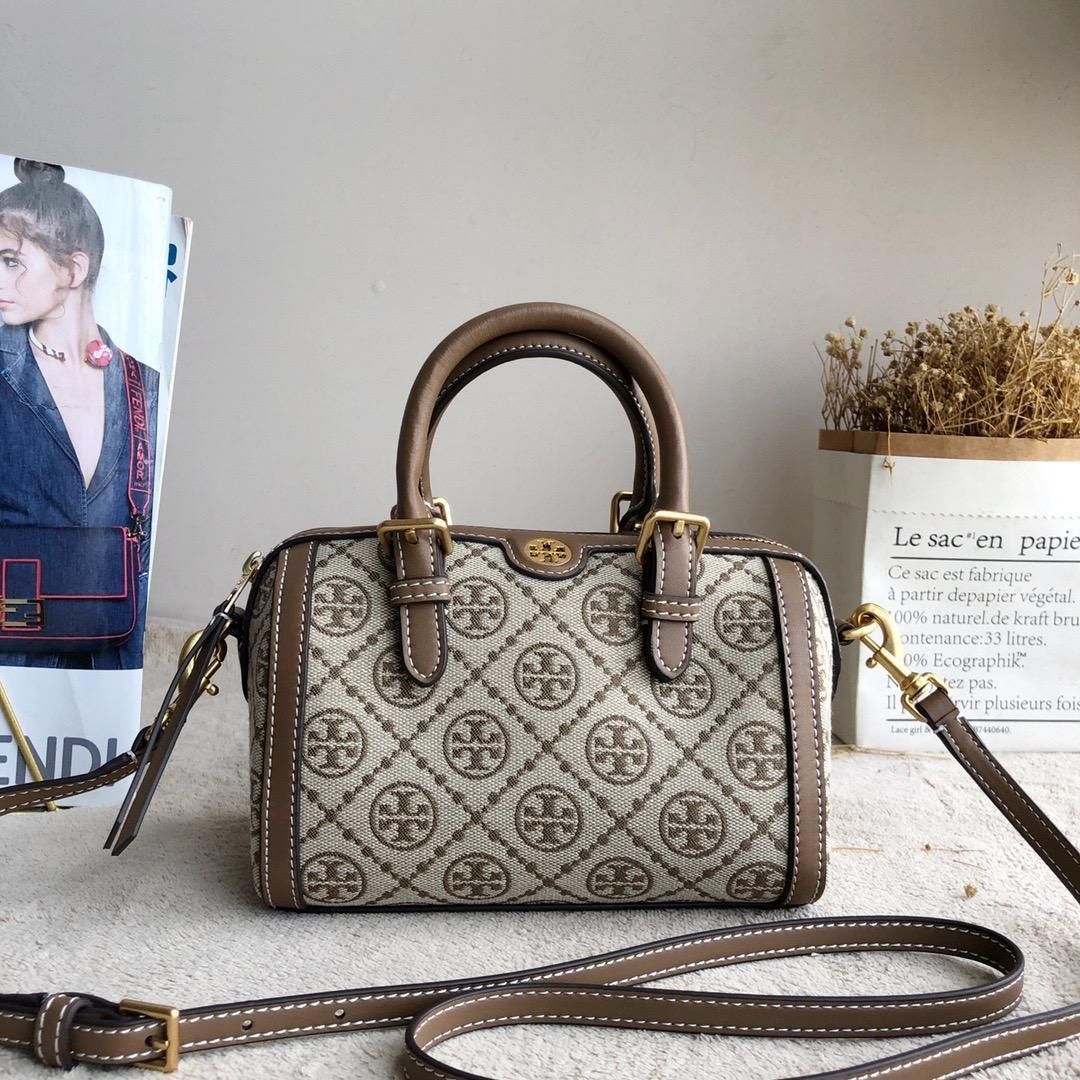 Tory Burch Tモノグラム ミニバレル ボストンバッグ ハンドバッグ