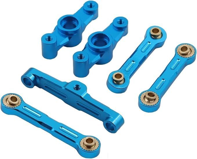 【在庫処分】For Tamiya For TT-02 For TT-02D 1/10 RCドリフトカーパーツ メタルボールベアリング クランク ステアリングアセンブリリンクセット 交換パーツ RCアップグレードパーツ(Blue)