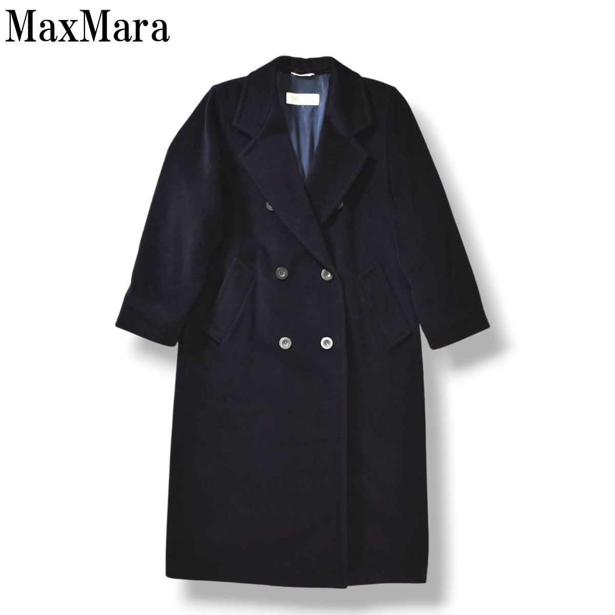 マックスマーラ MaxMara 40 ダブルブレスト カシミヤ混 コート 白タグ