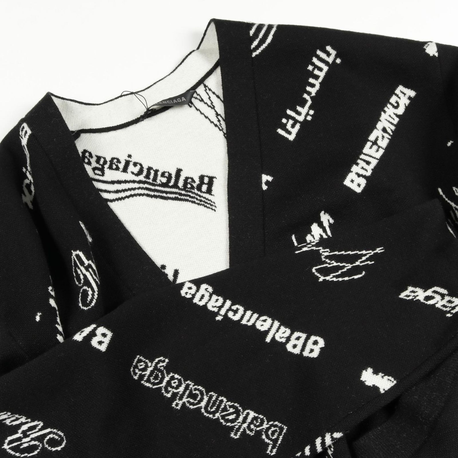 BALENCIAGA◆カーディガン(薄手)/38/ウール/BLK BALENCIAGA（バレンシアガ）カーディガン 黒 サイズ:36(XS位