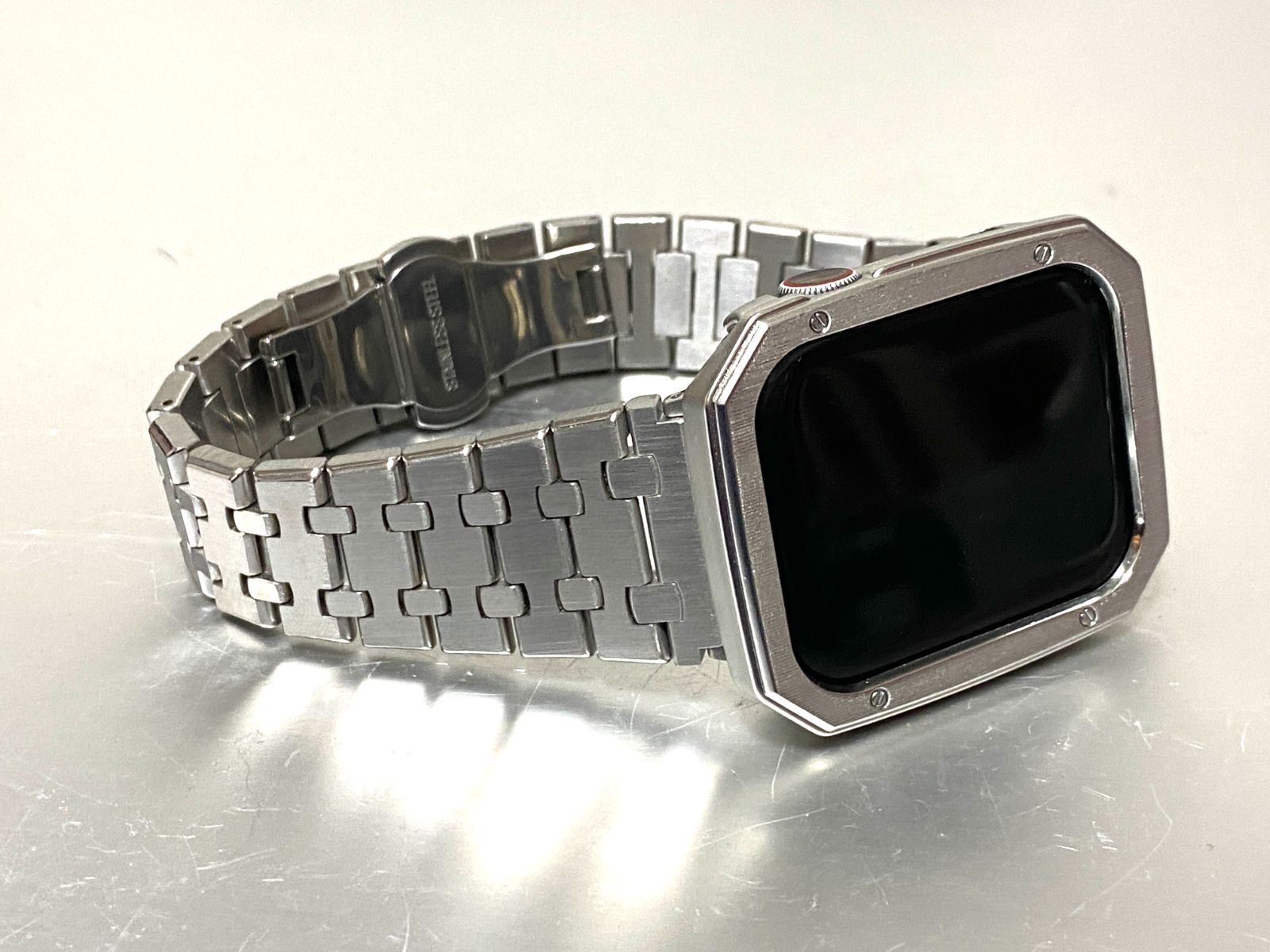 シルバーミラー アップルウォッチ ラバーベルト Apple Watch ケース 