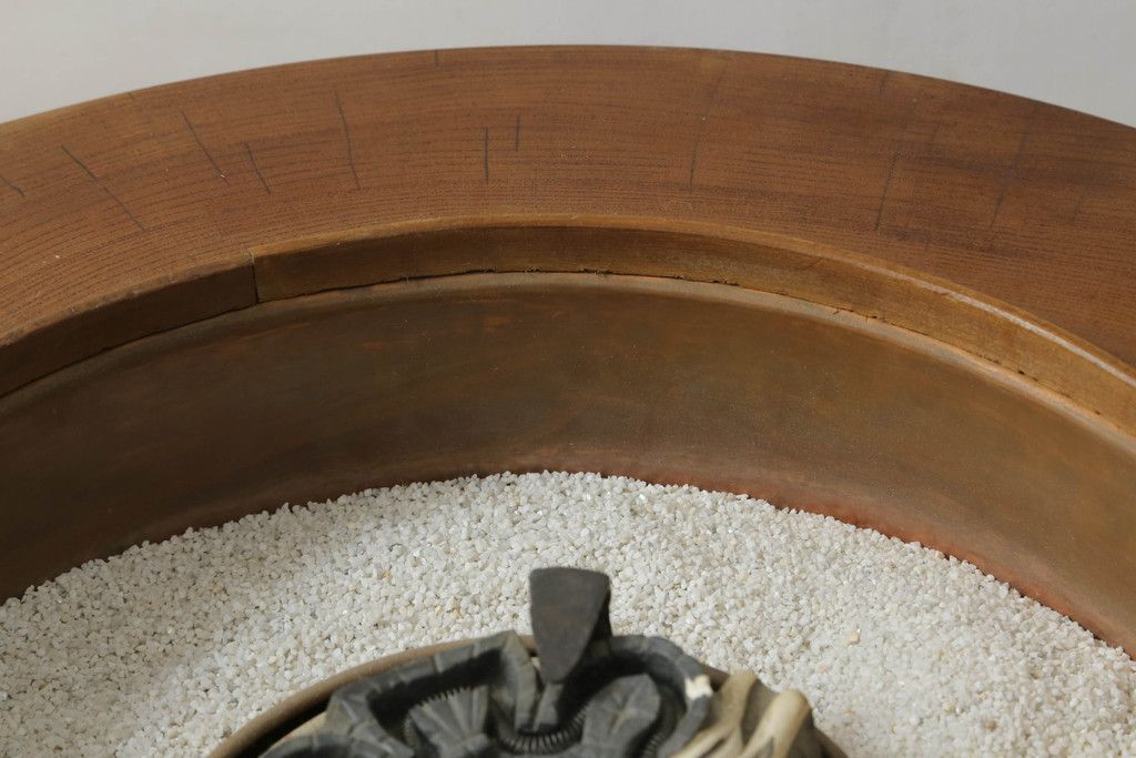 くり抜き火鉢 和製ビンテージ 総欅 ケヤキ材 木製火鉢 囲炉裏 ☆事前問合せ必須☆ くり抜き火鉢 和製ビンテージ 総欅 ケヤキ材 木製