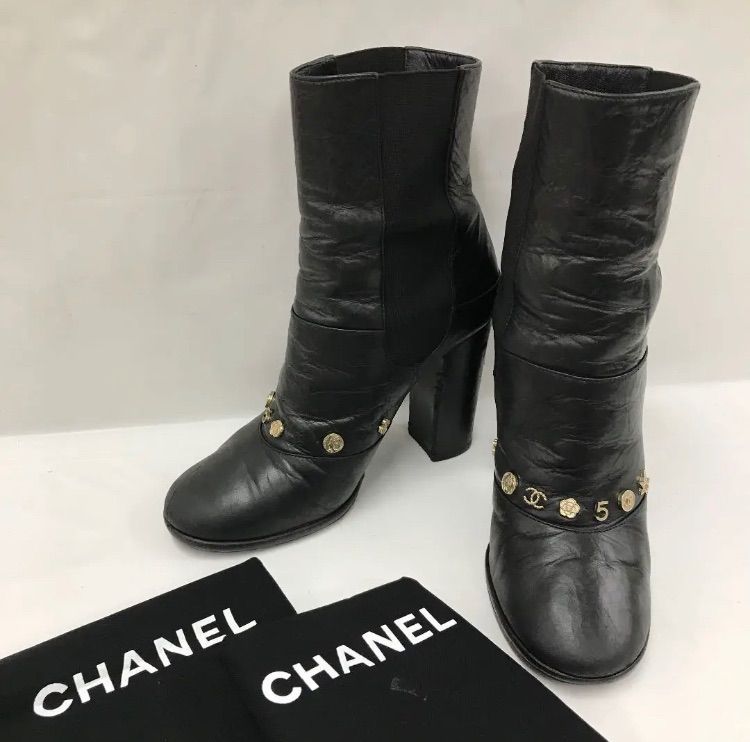 S3065 CHANEL サイド ゴア ショートブーツ 38