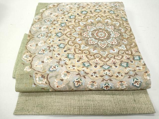 平和屋着物 夏物 明綴れ つけ帯 正倉院花文 金糸 正絹 CAAW7033fb