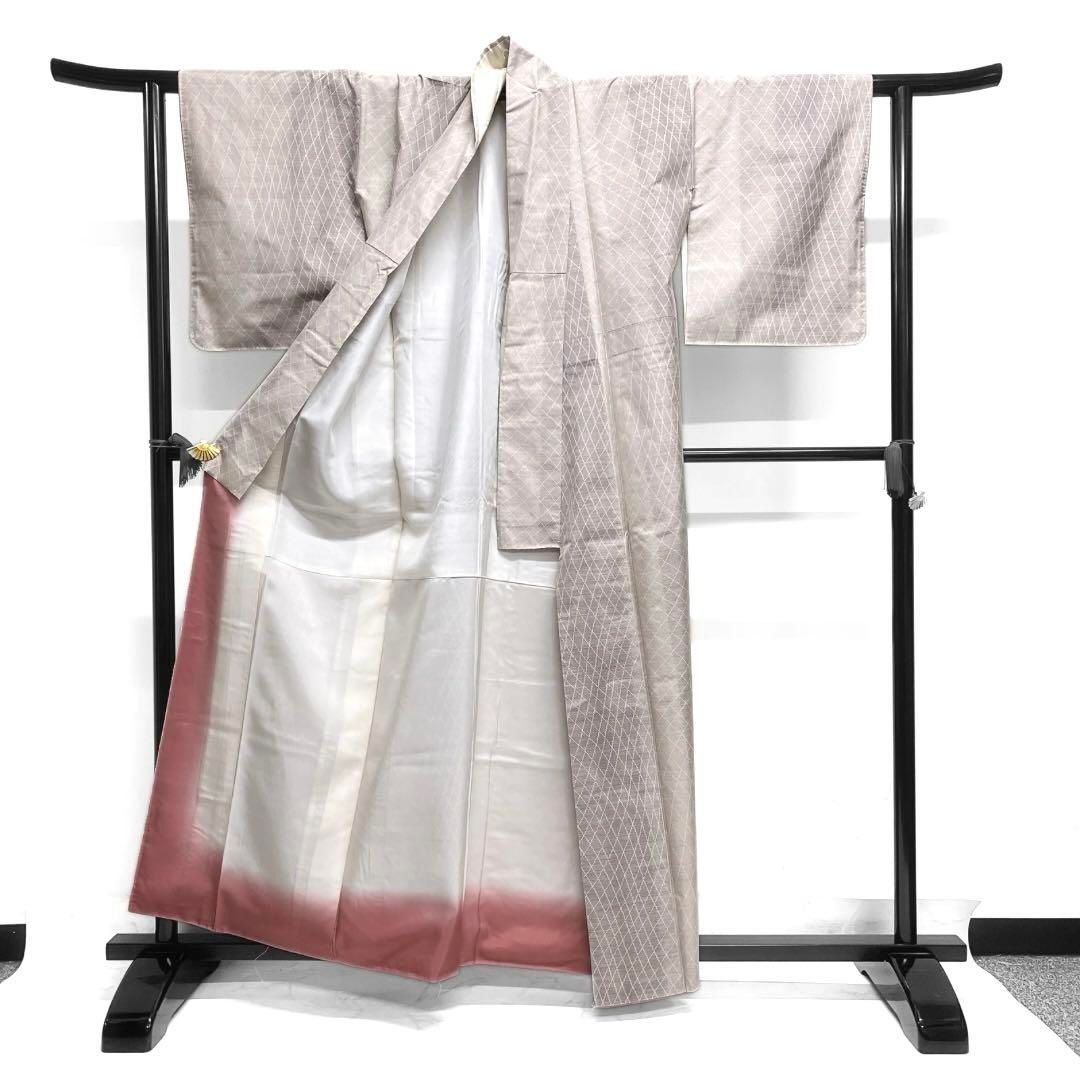 都喜ヱ門　ゴールドラベル　小紋　白大島紬　証紙付き　籠目　着物　041a d 都喜ヱ門ゴールドラベル小紋白大島紬証紙付き籠目着物041a d