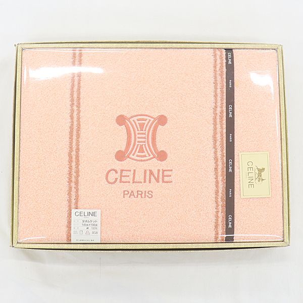 箱付き 未使用品/未開封 セリーヌ ピンク 綿100％ 140×190 タオルケット OGH 2000000 NSK